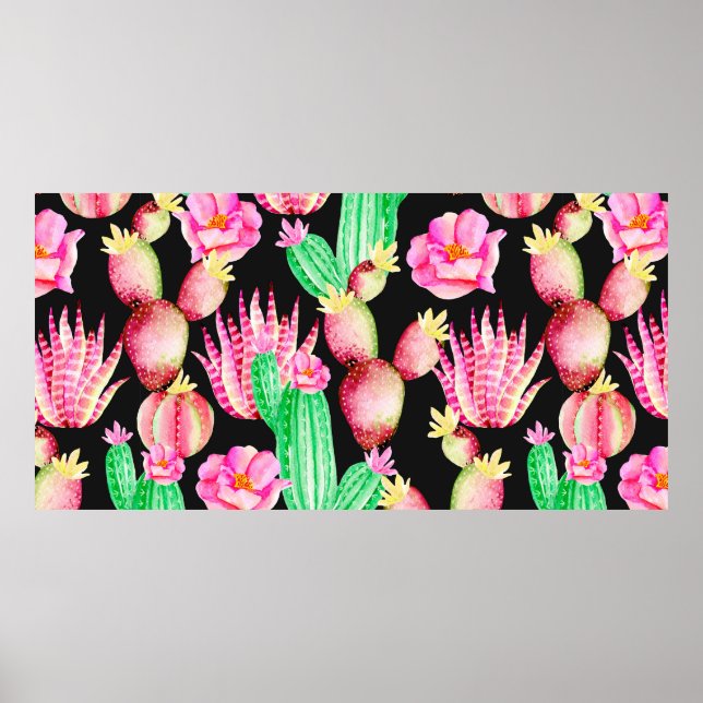 Póster Patrón sin foco con suculentos. Curso de acuarela (Frente)