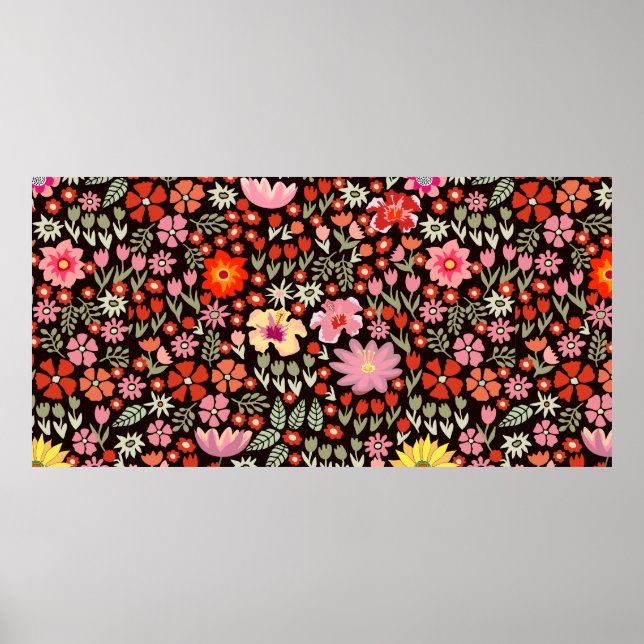 Póster Patrón sin foco con tulipanes de girasoles (Frente)