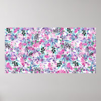 Patrón sin foco de flores y bayas púrpura, blu