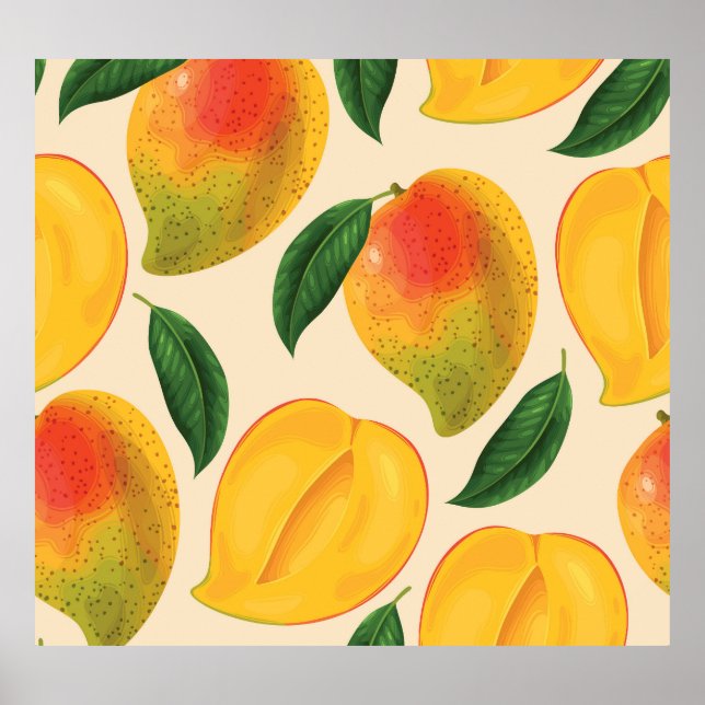 Póster Patrón sin foco de fruta de mango (Frente)