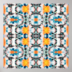 Póster Patrón sin foco de tinte de empate. Resumen étnico