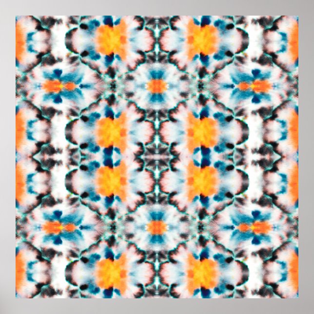 Póster Patrón sin foco de tinte de empate. Resumen étnico (Frente)