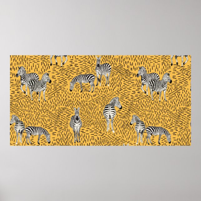 Póster Patrón sin foco de zebra de tracción manual con re (Frente)