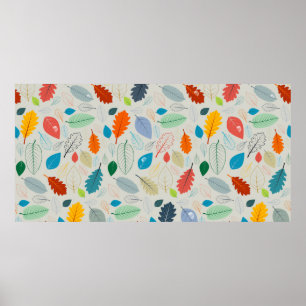 Póster Patrón sin foco - Ilustración de hojas de otoño vi