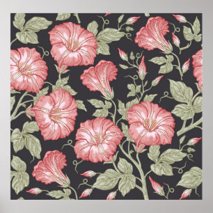 Póster Patrón sin foco. Montaje de flores silvestres de P