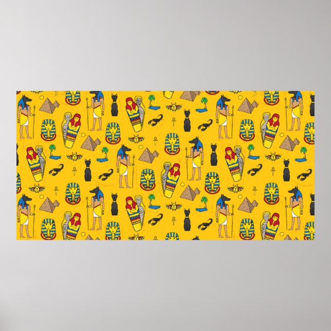 Póster Patrón sin inconvenientes con elementos egipcios c (Frente)