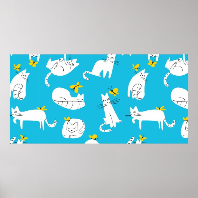 Póster Patrón sin inconvenientes con gatos graciosos juga (Frente)