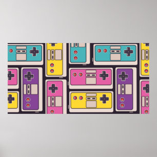 Póster Patrón sin inconvenientes con joysticks de juego.