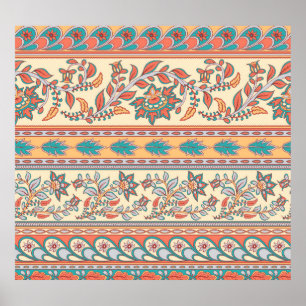 Póster Patrón sin problemas de las fronteras florales ind