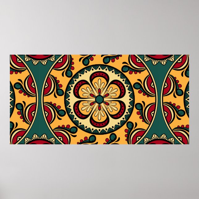 Póster Patrón sin soldadura con ornamentos circulares en  (Frente)