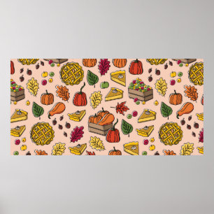 Póster Patrón sin soldadura con tarta de calabaza, tarta 
