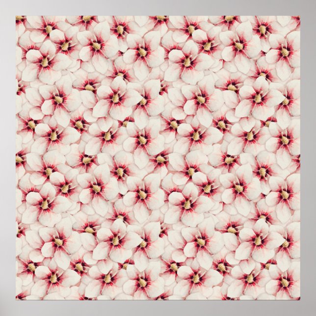 Póster Patrón sin soldadura de flores de Hibiscus (Frente)