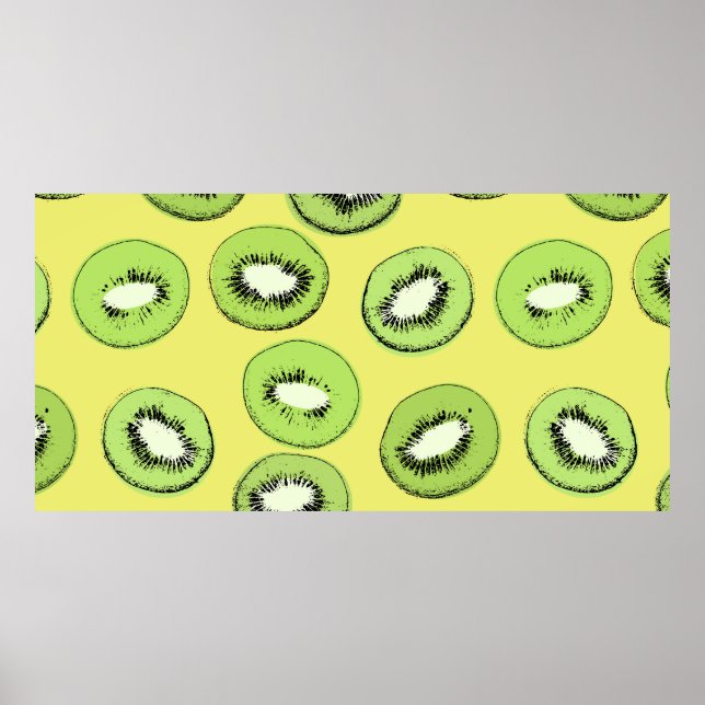 Póster Patrón sin soldadura de fruta de Kiwi, fondo con k (Frente)