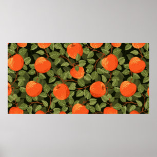 Póster Patrón sin soldadura de manzanas con hojas verdes