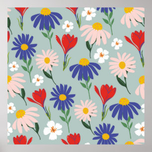 Póster Patrón sin soldadura de resorte abstracto con fluj