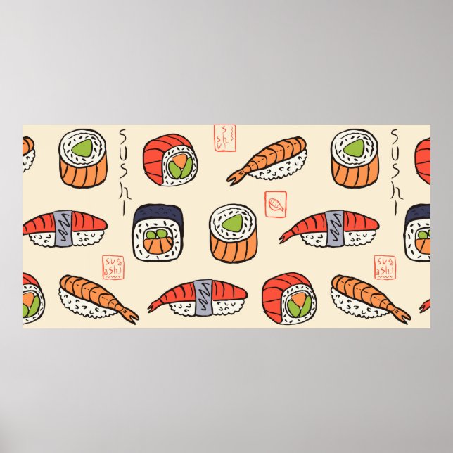 Póster patrón sin soldadura de sushi (Frente)