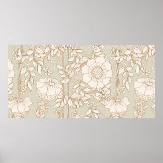 Póster Patrón sin soldadura, fondo con flujo decorativo