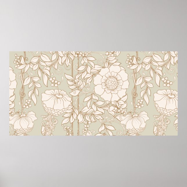 Póster Patrón sin soldadura, fondo con flujo decorativo (Frente)