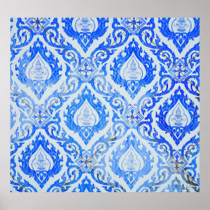 Póster Patrón tailandés: iglesia de cerámica.