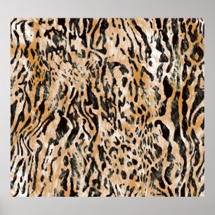 Póster Patrón textil del medidor de leopardo colorido