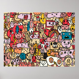 Póster Patrón Toss dibujado con mano de caricatura