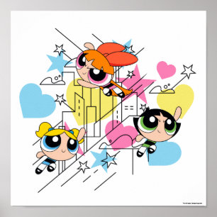 Póster Patrón Townsville de Chicas Powerpuff