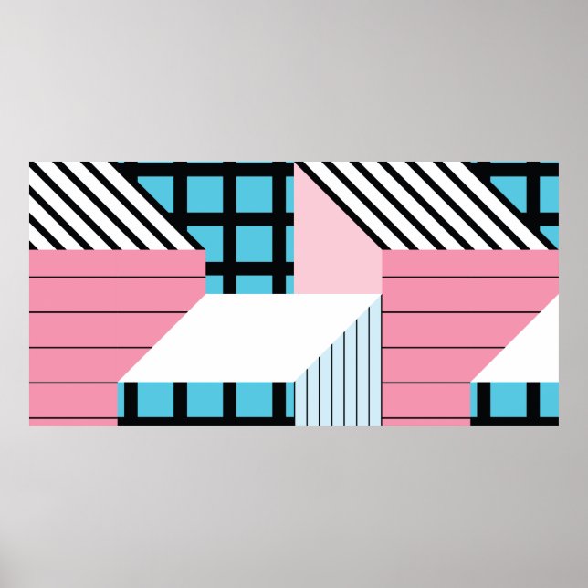 Póster Patrón transparente con formas geométricas abstrac (Frente)