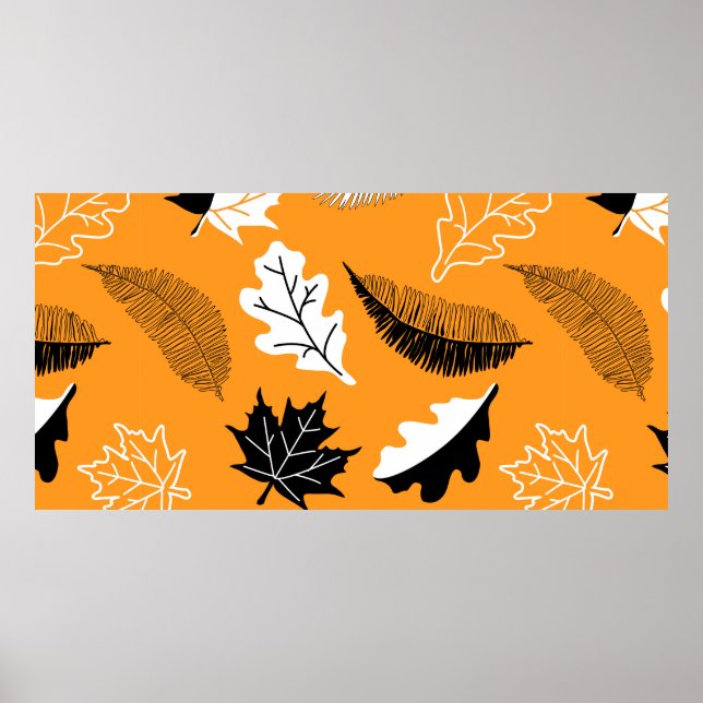 Póster patrón transparente con hojas. Colección de otoño. (Frente)