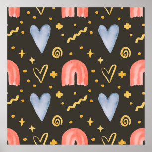 Póster Patrón transparente de acuarela abstracta, barrido