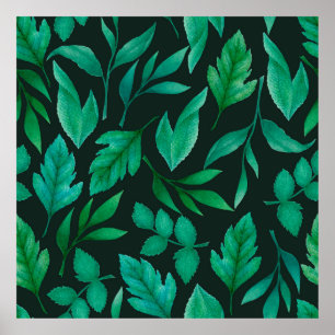 Póster Patrón transparente de acuarela con azul pintado a