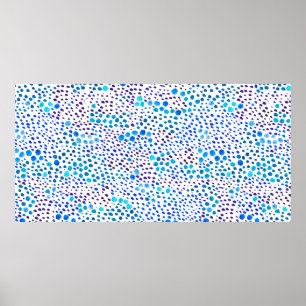 Póster Patrón transparente de acuarela con manchas azules