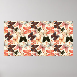 Póster Patrón transparente de acuarela dibujada a mano c