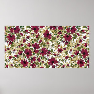 Póster Patrón transparente dibujado a mano de acuarela co