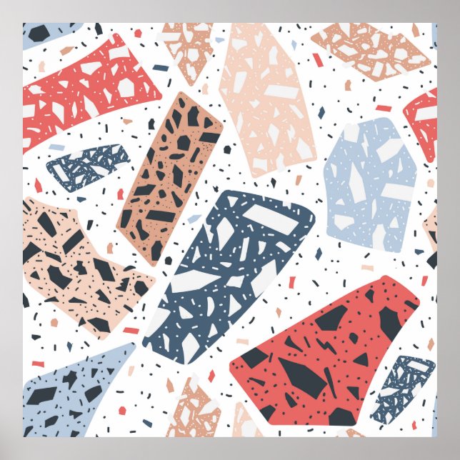 Póster Patrón trenzado a mano de mármol del suelo de Terr (Frente)