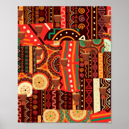 Póster Patrón tribal afrocéntrico de Kente