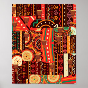 Póster Patrón tribal afrocéntrico de Kente