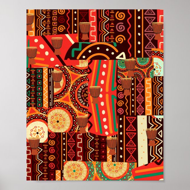 Póster Patrón tribal afrocéntrico de Kente (Frente)