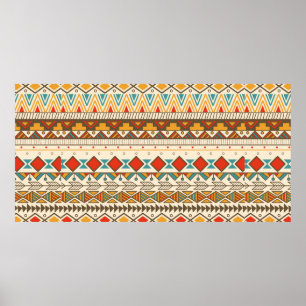 Póster Patrón tribal azteca en rayas, ilustraciones vinta