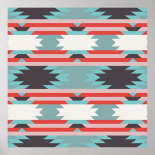 Póster Patrón tribal azteca nativa norteamericano rojo az