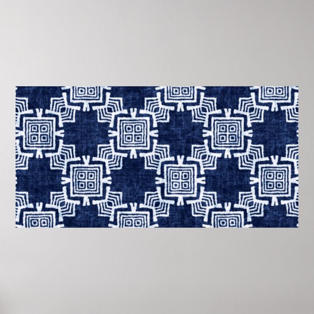 Póster Patrón tribal de color denim sin fisuras (Frente)