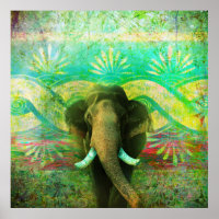 Patrón tribal de elefante bohemio Turquesa bonito