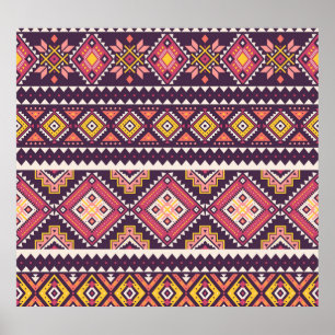 Póster Patrón tribal rayado, geométrico sin costuras.