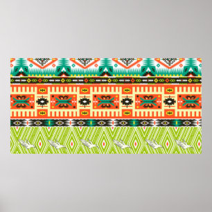 Póster Patrón tribal sin foco con elementos geométricos y
