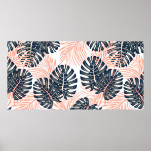 Póster Patrón tropical botánico sin costuras con fl