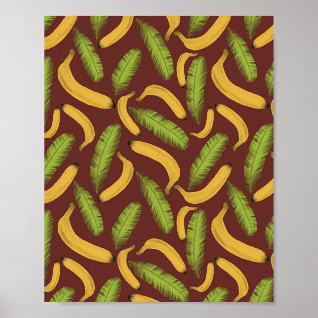 Póster Patrón tropical de hojas de plátano rojo (Frente)