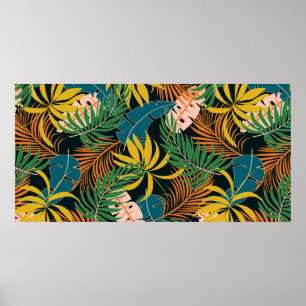 Póster Patrón tropical fluido de verano con un amarillo b