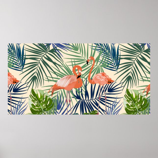 Póster Patrón tropical sin fisuras con flamingo. Botany d (Frente)
