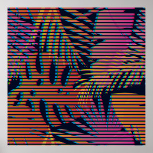 Póster Patrón tropical sin foco con plantas tropicales. H