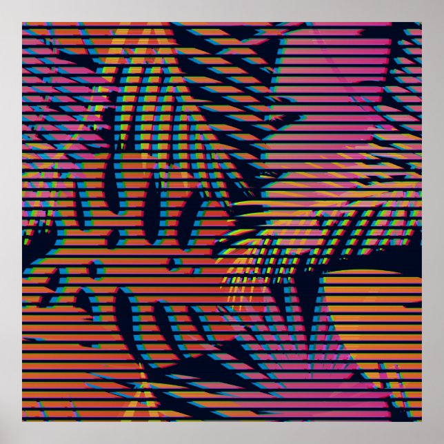 Póster Patrón tropical sin foco con plantas tropicales. H (Frente)