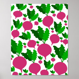 Póster patrón vegetal de rábano